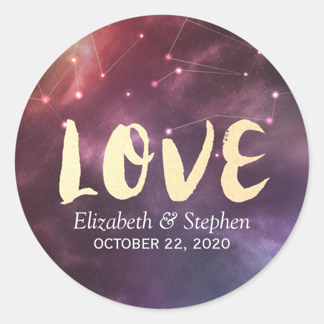 Wedding Thank You Galaxy Star Nebula Constellation Classic Round Sticker (Front)