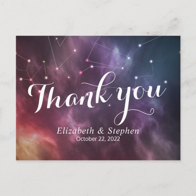 Wedding Thank You Galaxy Star Nebula Constellation Postcard (Front)