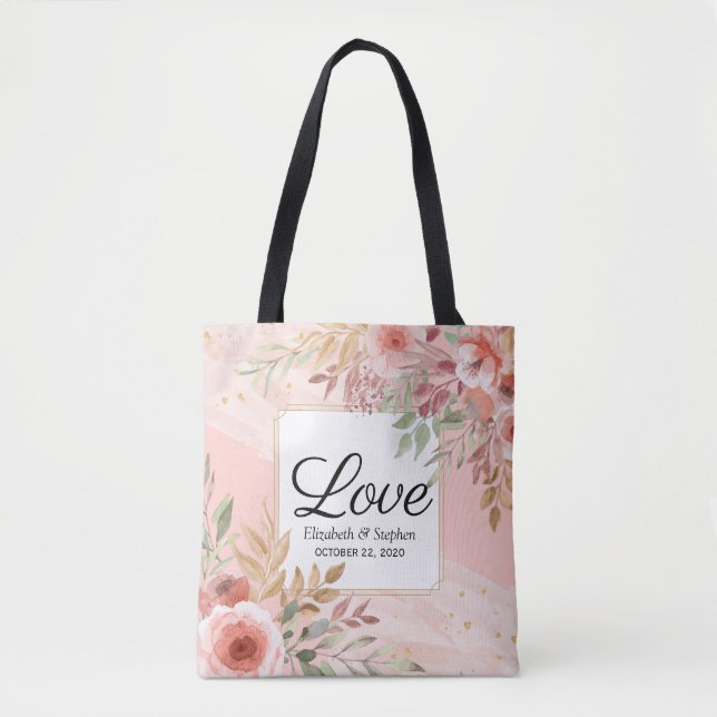 Wedding Thank You Gift Bags Modern Elegant Flowers (Front)