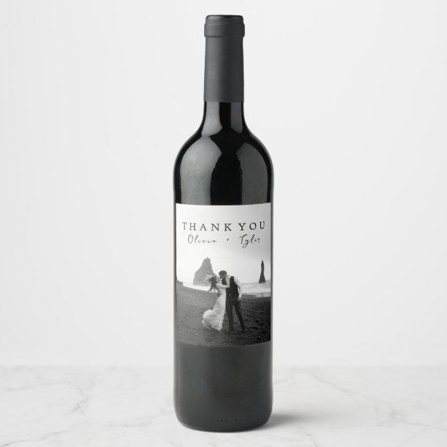 Wedding Thank You Gift Favor Personalized Photo Wine Label (Front)