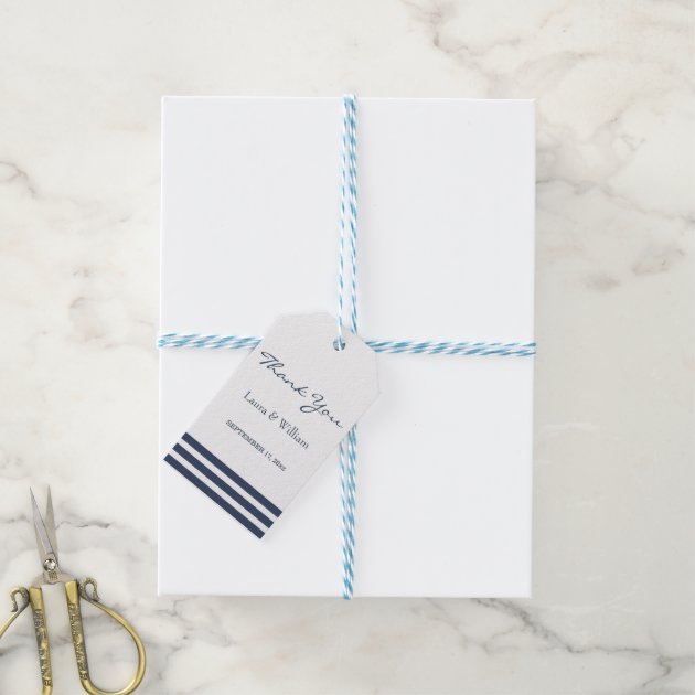 Wedding Thank You Gift Tags | Navy Stripes