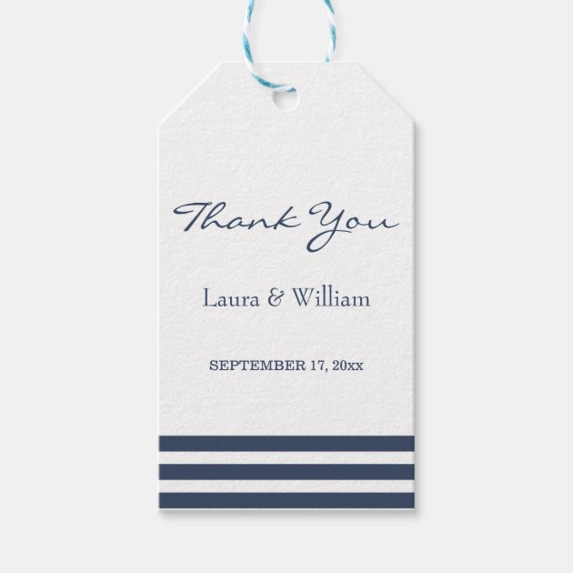 Wedding Thank You Gift Tags | Navy Stripes