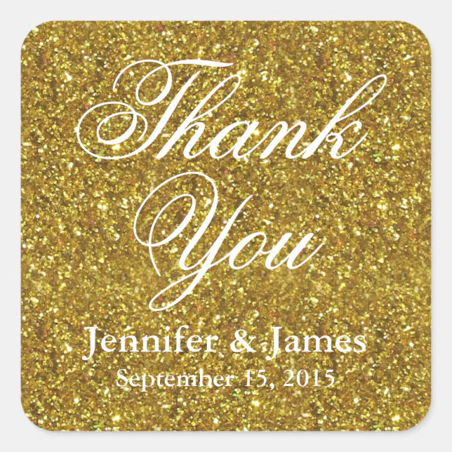 Wedding Thank You Glitter Gold Sticker | Zazzle