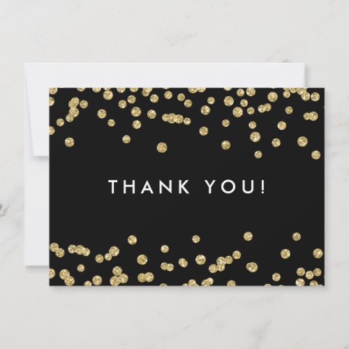 Wedding Thank You Gold Faux Glitter Confetti Black