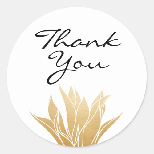  Wedding Thank You Gold Floral Classic Round Sticker