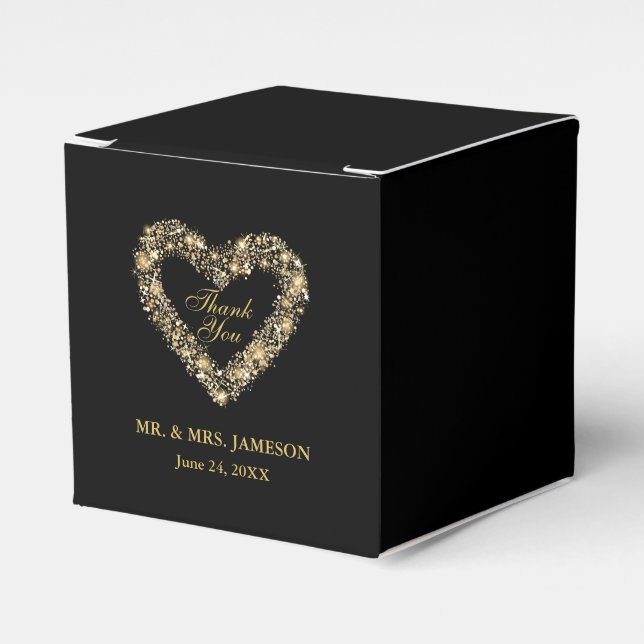 Wedding Thank You Gold Heart Wedding Favor Box (Front Side)