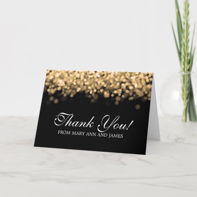 Wedding "Thank you" Gold Lights Thank You Card (Front)