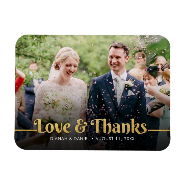 Wedding Thank You Gold Love And Thanks Photo Magnet (Horizontal)