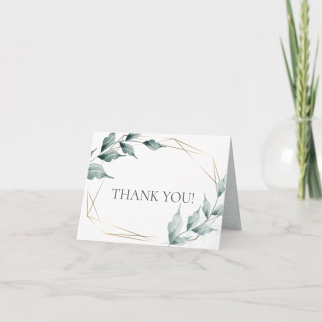 Wedding Thank You  | Grayed Jade Green Botanical Card (Front)