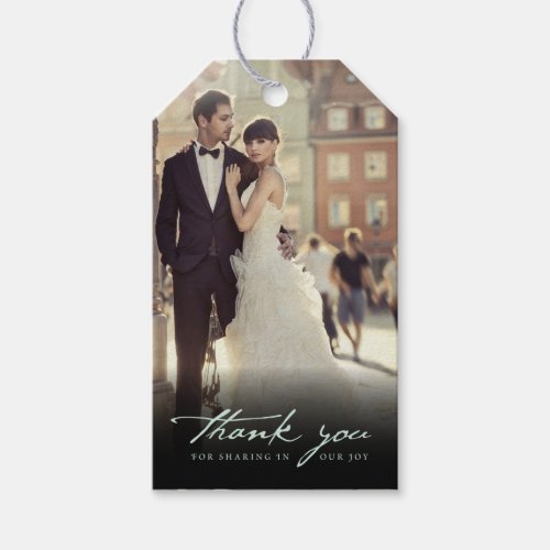 Wedding Thank You Handwrite Script Photo Gift Tags