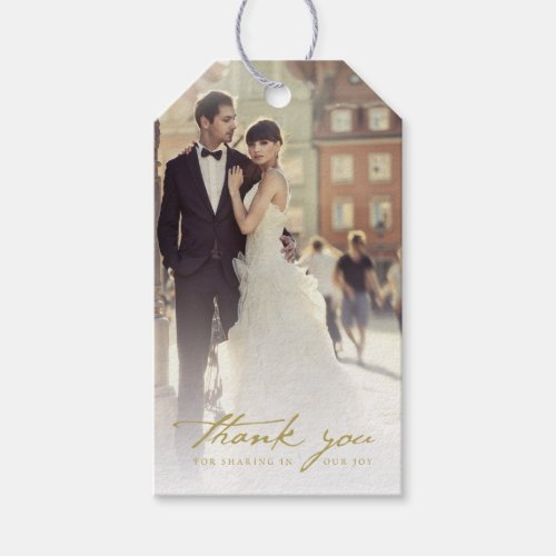 Wedding Thank You Handwrite Script Photo Gift Tags