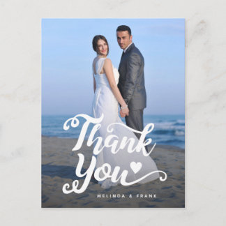 Wedding Thank You | Handwritten Script Over Photo Postcard