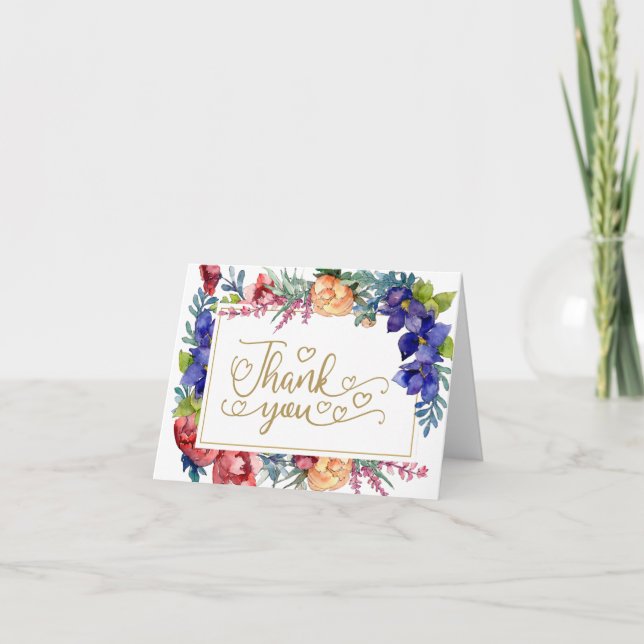 Wedding Thank You | Happiness Watercolor Floral (Front)
