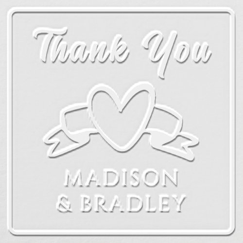 Wedding Thank You Heart Personalized Names Embosser