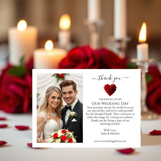 Wedding Thank You- Heart Shaped Red Roses Thank You Card (Wedding Thank You- Heart Shaped Red Roses Thank You Card)