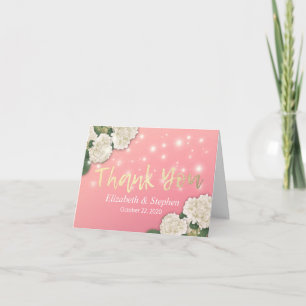 Wedding Thank You Hydrangea Flowers String Lights Card