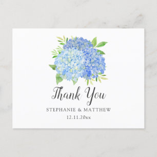 Wedding Thank You Hydrangea Watercolor Floral Postcard