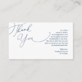 Modern Dark Grey Script, Wedding Thank you Enclosure Card