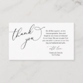 Modern Dark Grey Script, Wedding Thank you Enclosure Card