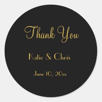 Wedding Thank You In Script Font Classic Round Sticker by Mirribug at Zazzle