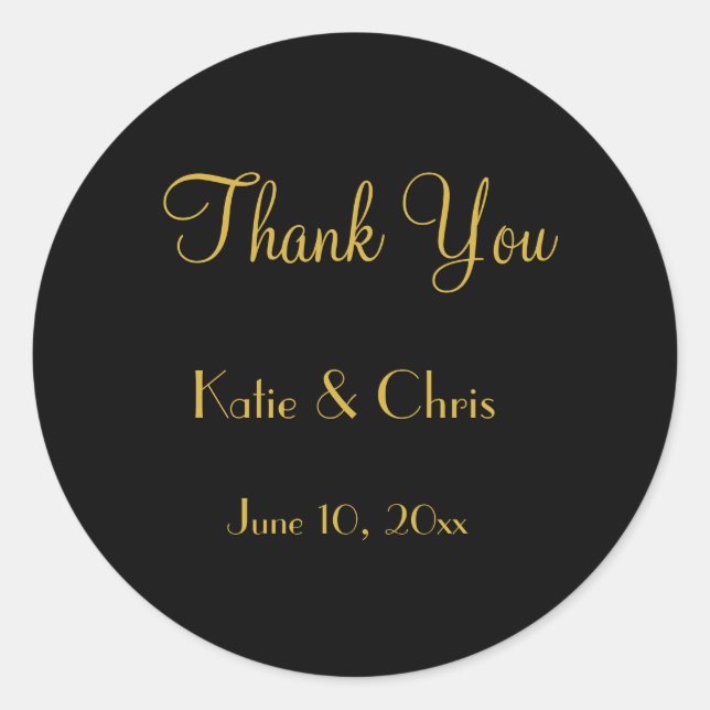 Wedding Thank You in Script Font Classic Round Sticker (Front)