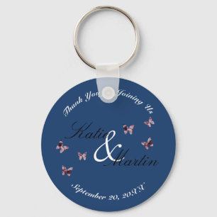 Wedding Thank You Keepsake Pink Butterflies Keychain