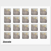 Wedding Thank You Lace Sunflower Rustic Wood Light Square Sticker | Zazzle