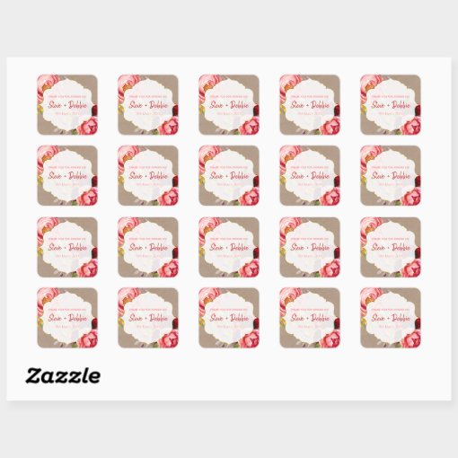 Wedding Thank You Lip Balm Square Sticker | Zazzle