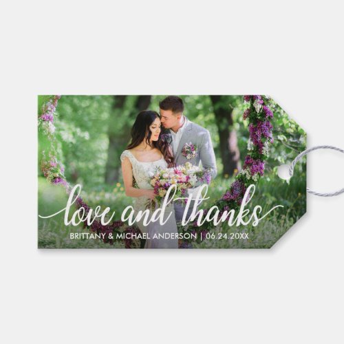 Wedding Thank You Love and Thanks Photo Gift Tags