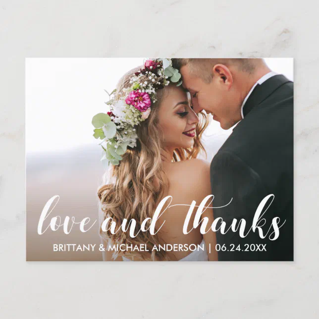 Wedding Thank You | Love and Thanks Photo Postcard | Zazzle