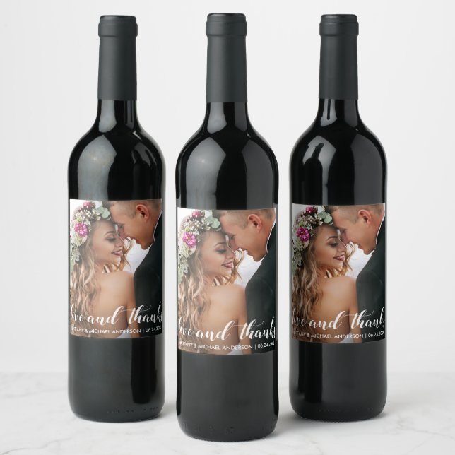 Wedding Thank You | Love and Thanks Photo Wine Label (Bottles)