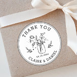 Wedding Thank You Mason Jar Flowers Classic Round Sticker<br><div class="desc">Create Your Own Wedding Thank You Round Sticker. For more advanced customization of this design,  Please click the "Customize" button above!</div>