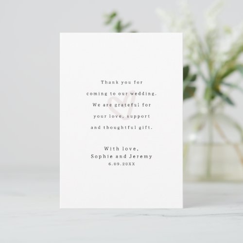 Wedding Thank You Message Photo Ecru Heart Card