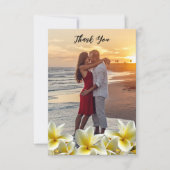 Wedding Thank You Message Photo Frangipani Cards (Front)