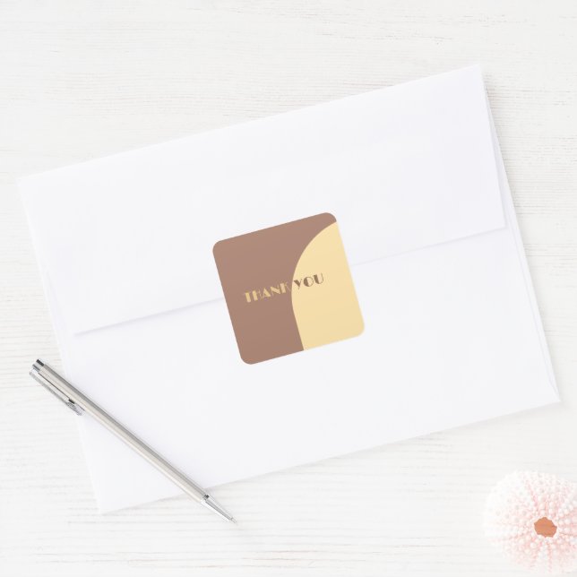 Wedding Thank You Mocha Mousse Arched  Square Sticker (Envelope)