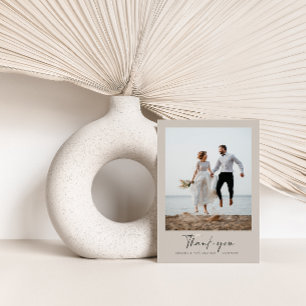 Wedding thank you modern grey photo minimal script invitation