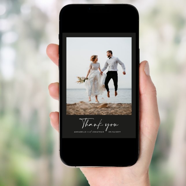 Wedding thank you modern photo minimal script invitation (Front Digital)