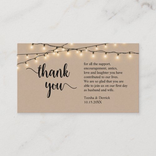 Wedding Thank you Modern Rustic Brown Kraft Enclo Enclosure Card