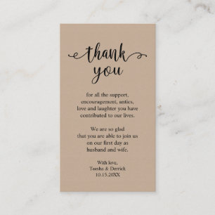 Wedding Thank you, Modern Rustic Brown Kraft Enclosure Card