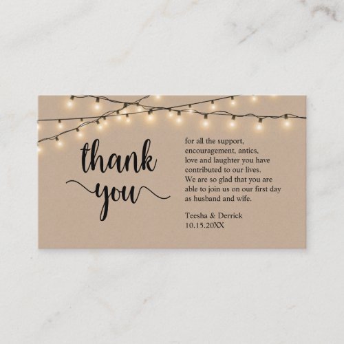 Wedding Thank you Modern Rustic Brown Kraft Enclosure Card