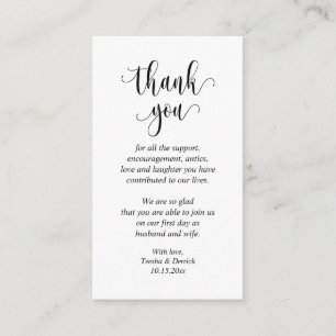 Wedding Thank you, Modern Script Enclosure Card