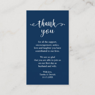 Wedding Thank you, Modern Simple Rustic Navy Blue Enclosure Card