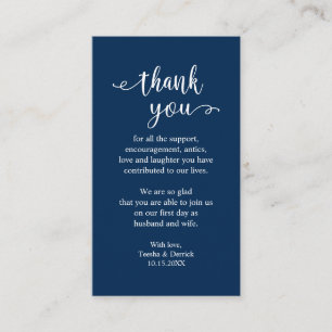 Wedding Thank you, Modern Simple Rustic Navy Blue Enclosure Card