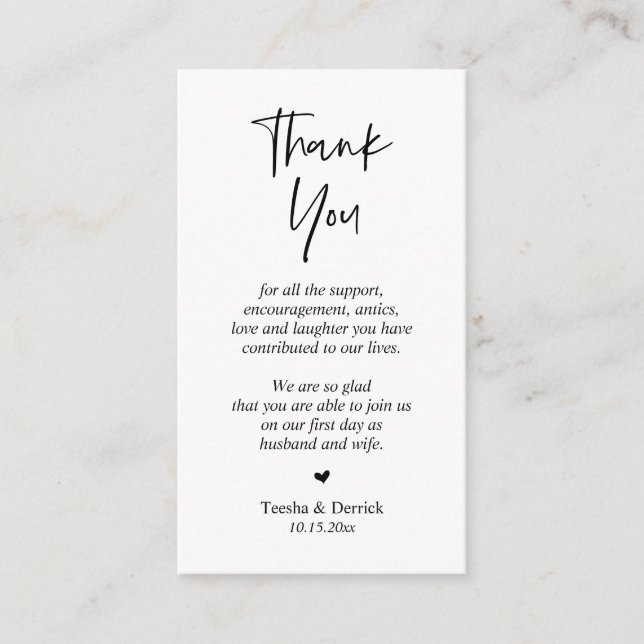 Wedding Thank you, Modern Simple Script Enclosure  (Front)