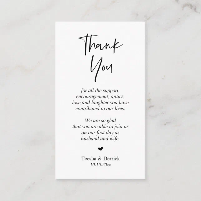 Wedding Thank you, Modern Simple Script Enclosure | Zazzle