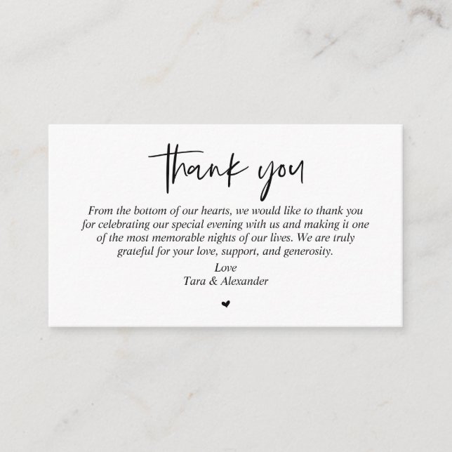 Wedding Thank you, Modern Simple Script Enclosure  (Front)
