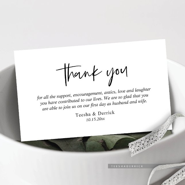 Wedding Thank you, Modern Simple Script Enclosure  (Wedding Thank you, Modern Casual minimalist Simple Script Enclosed Card)