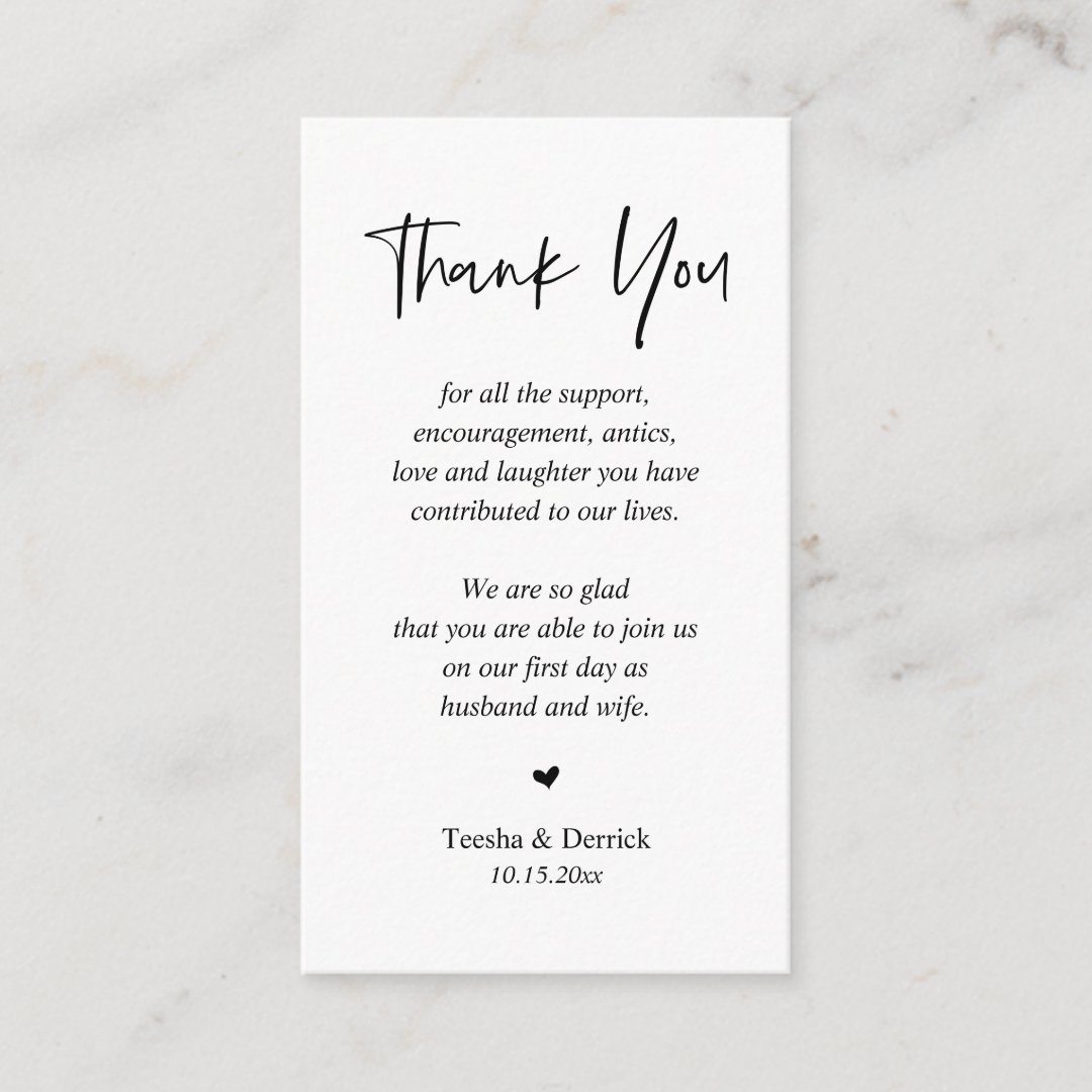 Wedding Thank you, Modern Simple Script Enclosure | Zazzle