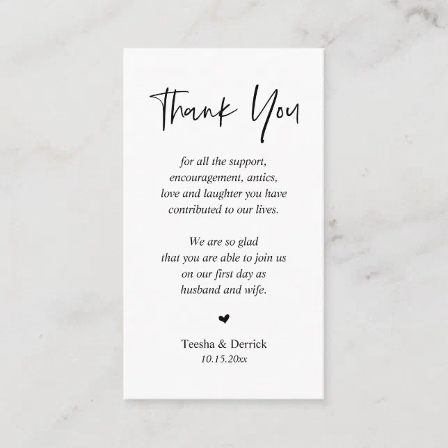 Wedding Thank you, Modern Simple Script Enclosure | Zazzle