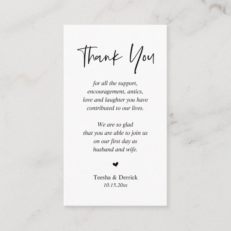 Wedding Thank you, Modern Simple Script Enclosure | Zazzle